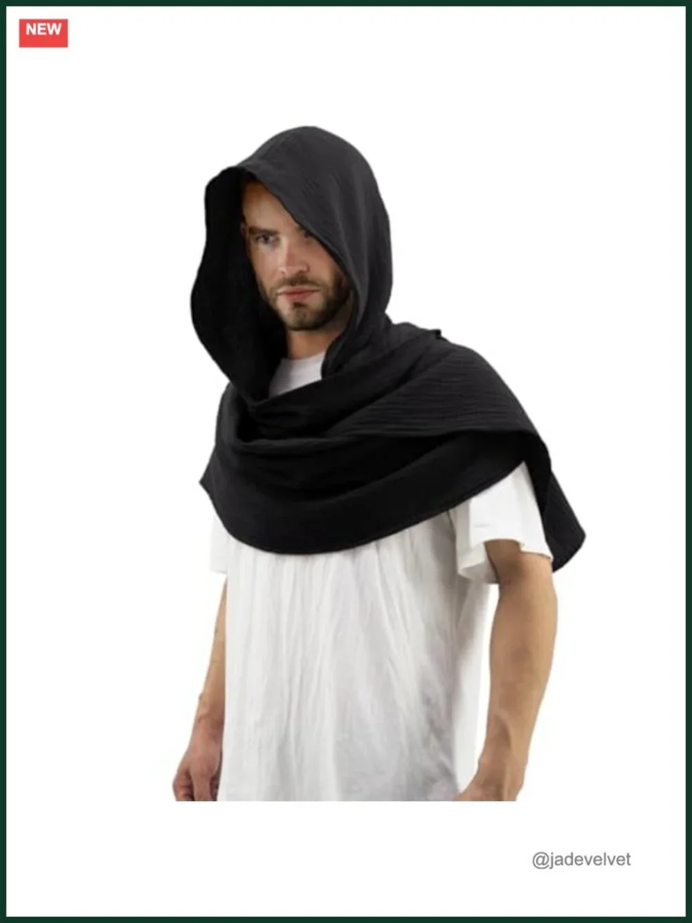Medieval Hooded Cape Scarf Linen Cotton Shawl Wrap